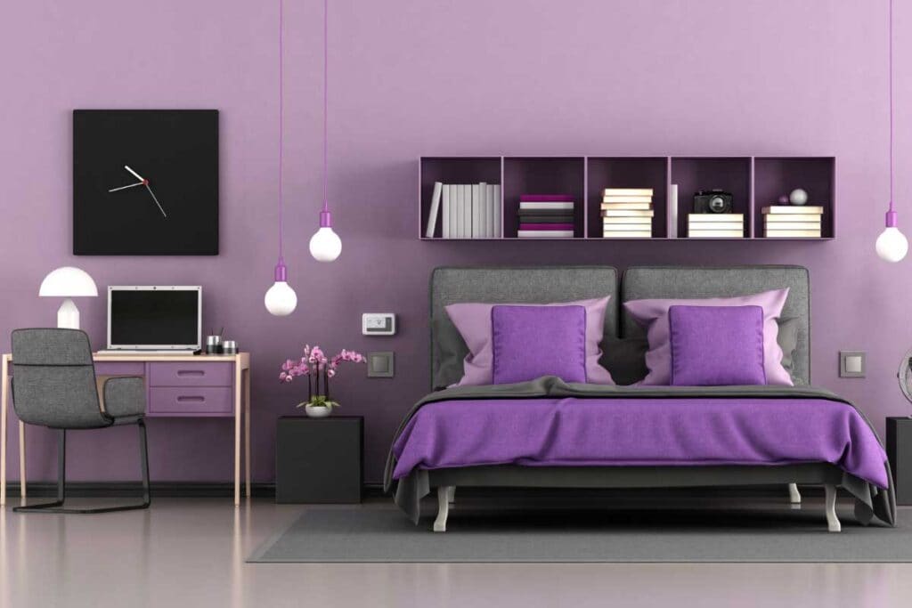 jaki kolor w sypialni - fiolet zbyt kreatywny